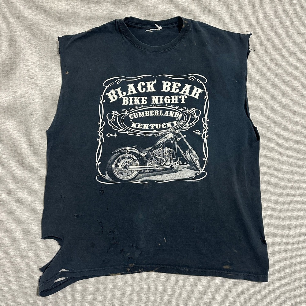Black‎ Bear Bike Night Kentucky Distressed Biker Muscle Tee Black Mens XL 23x27